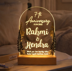 Load image into Gallery viewer, Personalized Anniversery LED Acrylic Lamp – Custom Engraved Night Light with Wooden Base