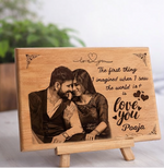 Load image into Gallery viewer, Custom Engraved Wooden Love Plaque for her with Photo & Message