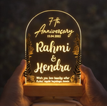 Load image into Gallery viewer, Personalized Anniversery LED Acrylic Lamp – Custom Engraved Night Light with Wooden Base
