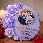 Load image into Gallery viewer, 25th Anniversary Floral Resin Photo Plaque – Personalized Silver Jubilee Gift