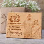 Load image into Gallery viewer, Custom Engraved Wooden Anniversary Plaque with Photo & Message