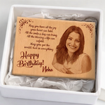 Load image into Gallery viewer, Custom Engraved Wooden Birthday Plaque with Photo & Message