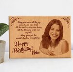 Load image into Gallery viewer, Custom Engraved Wooden Birthday Plaque with Photo & Message