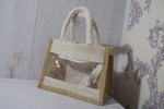 Load image into Gallery viewer, Premium Jute Gift Bag for Hampers | Eco-Friendly Transparent Window Hamper Carry Bag