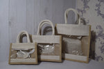 Load image into Gallery viewer, Premium Jute Gift Bag for Hampers | Eco-Friendly Transparent Window Hamper Carry Bag