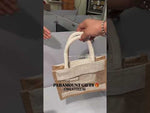 Load and play video in Gallery viewer, Premium Jute Gift Bag for Hampers | Eco-Friendly Transparent Window Hamper Carry Bag