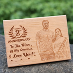 Load image into Gallery viewer, Custom Engraved Wooden Anniversary Plaque with Photo &amp; Message