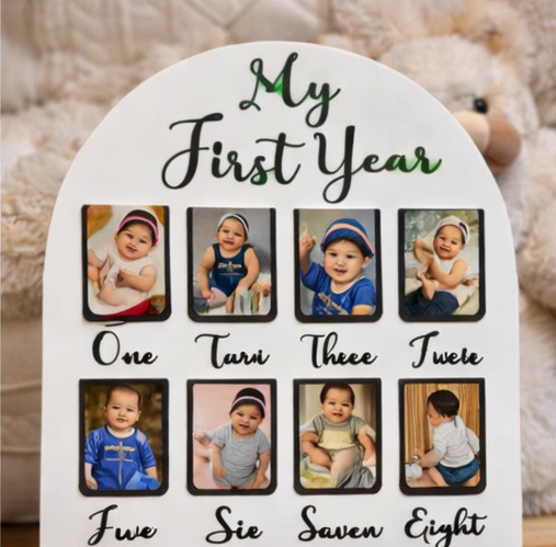 My First Year Memories Frame – Personalized Baby Photo Collage (0–12 Months)