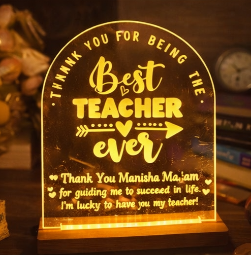 Best Teacher Ever LED Acrylic Lamp – Personalized Thank You Gift for Teachers