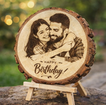 Load image into Gallery viewer, Custom Engraved Wooden Love Slice for Birthday with Photo &amp; Message