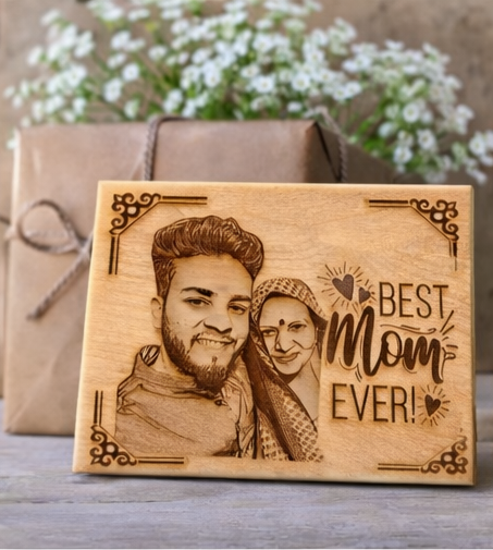 Custom Engraved Wooden Love Plaque for Mother with Photo & Message