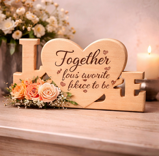 Custom Engraved Wooden Love Plaque with Photo & Message