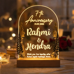 Load image into Gallery viewer, Personalized Anniversery LED Acrylic Lamp – Custom Engraved Night Light with Wooden Base