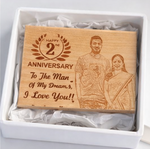 Load image into Gallery viewer, Custom Engraved Wooden Anniversary Plaque with Photo &amp; Message