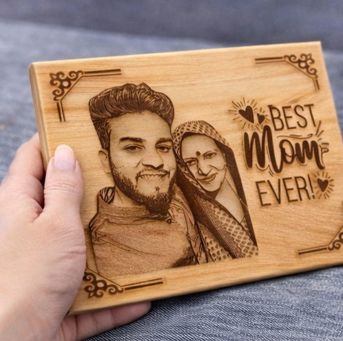 Custom Engraved Wooden Love Plaque for Mother with Photo & Message