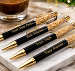 Load image into Gallery viewer, Luxury Personalized Gold Flake Metal Pen – Custom Name Engraved Gift