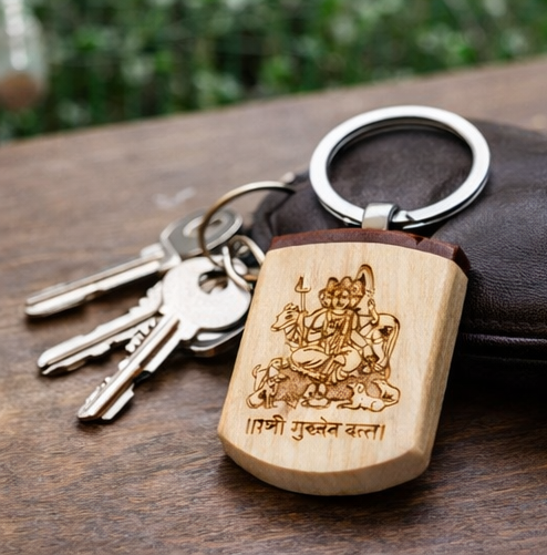 Personalized Wooden Religious Keychain – Engraved Spiritual Key Ring