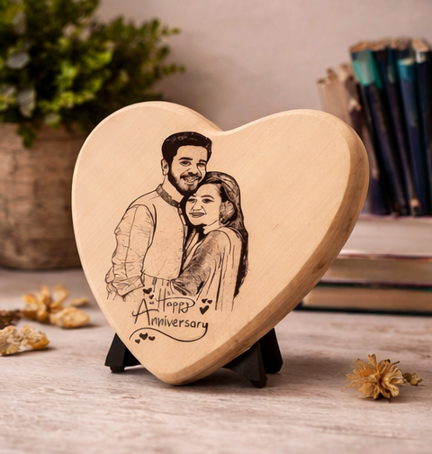 Custom Engraved Wooden Heart Plaque for Birthday/Anniversery with Photo & Message