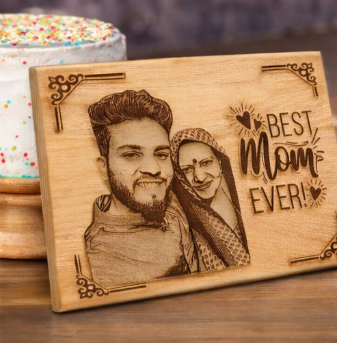 Custom Engraved Wooden Love Plaque for Mother with Photo & Message