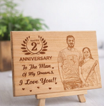 Load image into Gallery viewer, Custom Engraved Wooden Anniversary Plaque with Photo &amp; Message