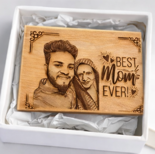 Custom Engraved Wooden Love Plaque for Mother with Photo & Message
