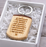 Load image into Gallery viewer, Personalized Wooden Religious Keychain – Engraved Spiritual Key Ring