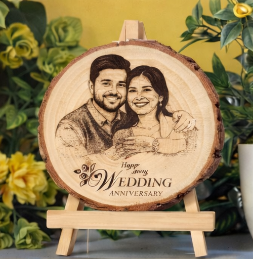 Custom Engraved Wooden Love Slice for Anniversery with Photo & Message