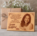Load image into Gallery viewer, Custom Engraved Wooden Birthday Plaque with Photo &amp; Message