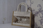Load image into Gallery viewer, Premium Jute Gift Bag for Hampers | Eco-Friendly Transparent Window Hamper Carry Bag