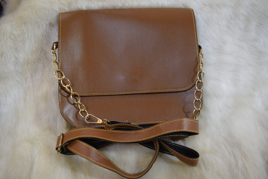 Premium Leather Sling Bag for Women | Stylish Crossbody Shoulder Bag with Chain Strap