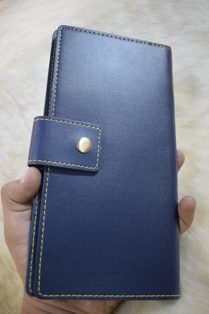 Premium Leather Long Wallet for Women | Stylish Clutch Wallet with Card Slots & Button Closure