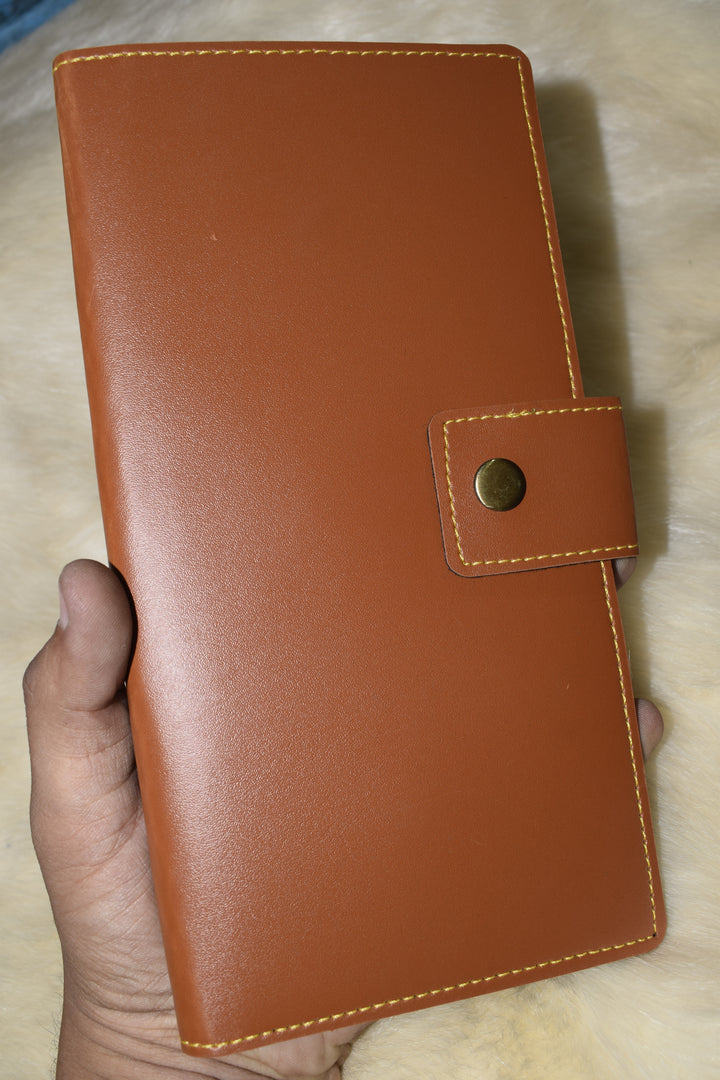 Premium Leather Long Wallet for Women | Stylish Clutch Wallet with Card Slots & Button Closure