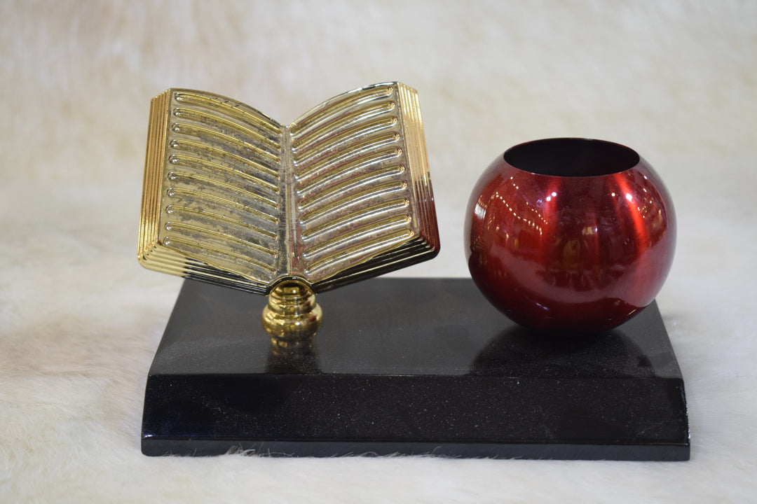 Premium Metal Pen Stand with Decorative Book Design | Elegant Desk Organizer for Office & Home