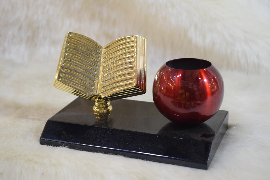 Premium Metal Pen Stand with Decorative Book Design | Elegant Desk Organizer for Office & Home