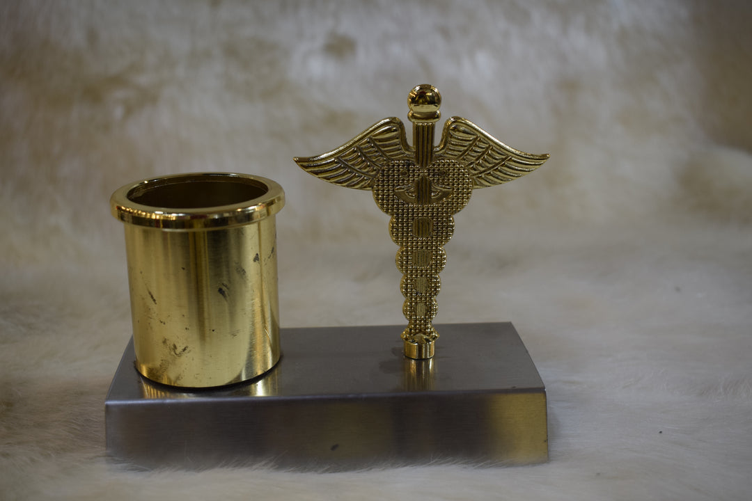 Premium Metal Pen Stand with Decorative Book Design | Elegant Desk Organizer for Office & Home