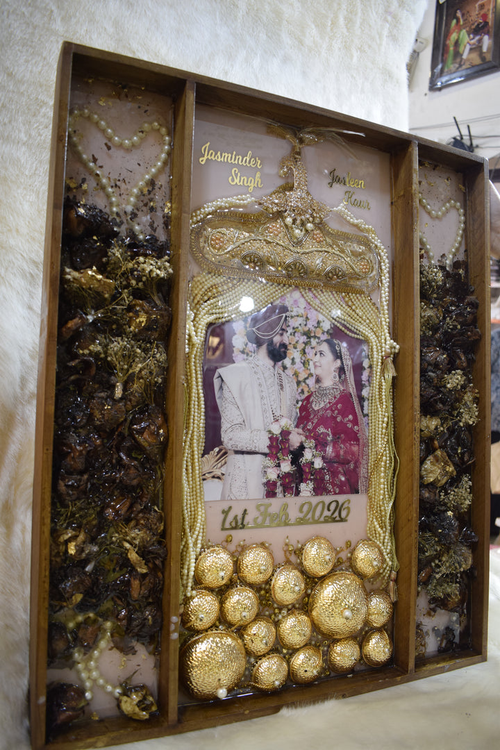 Wedding Varmala & Kaleera Preservation Frame | Personalized Resin Memory Plaque for Bridal Keepsake