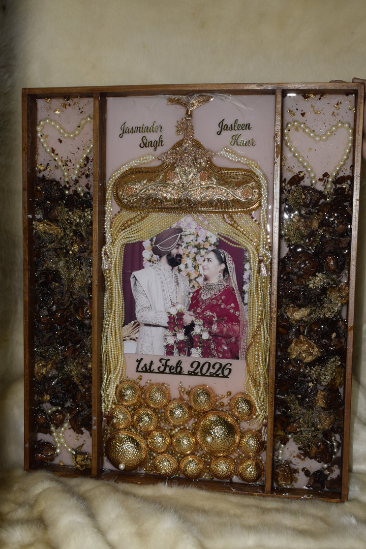 Wedding Varmala & Kaleera Preservation Frame | Personalized Resin Memory Plaque for Bridal Keepsake