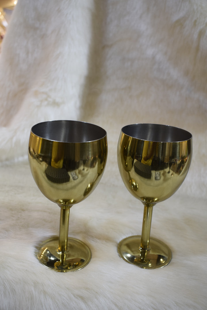 Premium Metal Wine Glass Set | Elegant Gold Finish Goblets for Parties, Gifting & Home Décor