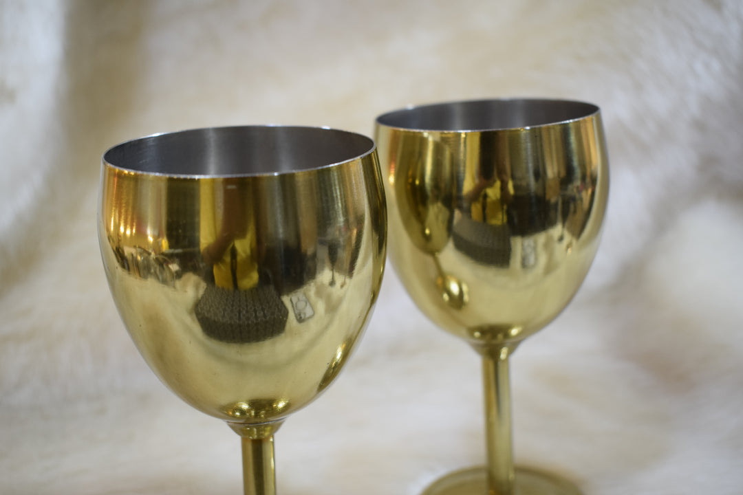 Premium Metal Wine Glass Set | Elegant Gold Finish Goblets for Parties, Gifting & Home Décor