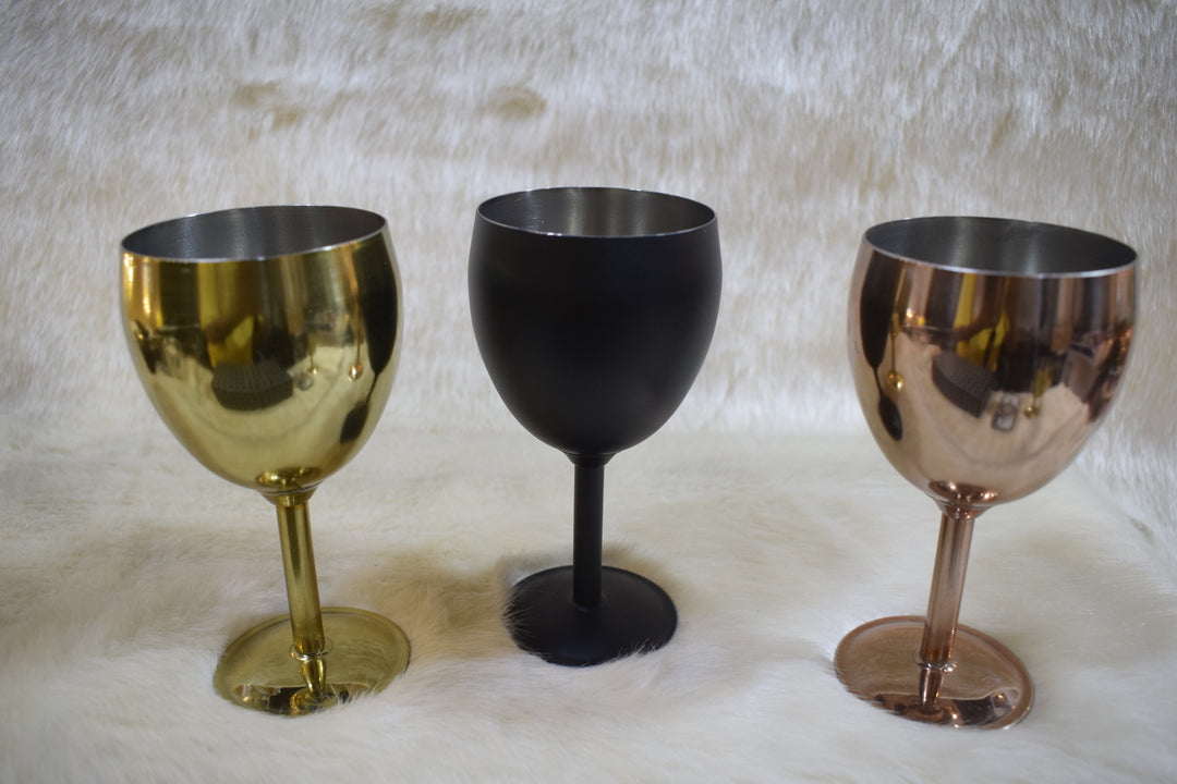 Premium Metal Wine Glass Set | Elegant Gold Finish Goblets for Parties, Gifting & Home Décor