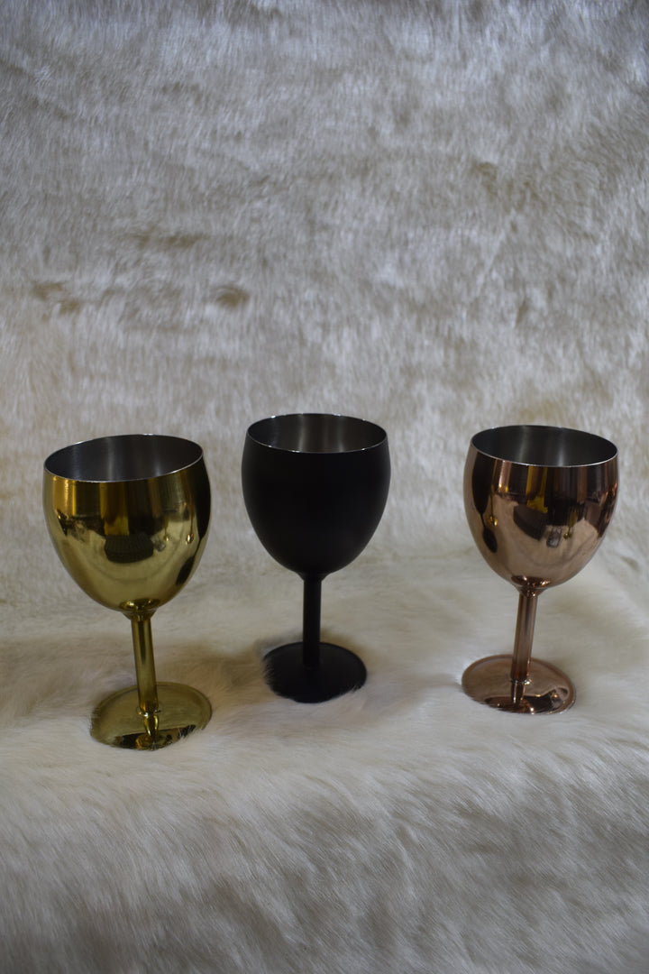 Premium Metal Wine Glass Set | Elegant Gold Finish Goblets for Parties, Gifting & Home Décor