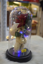 Load image into Gallery viewer, Romantic Teddy Rose Dome Showpiece | LED Light Love Gift for Couples