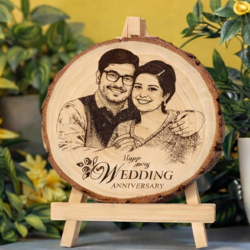 Custom Engraved Wooden Love Slice for Anniversery with Photo & Message