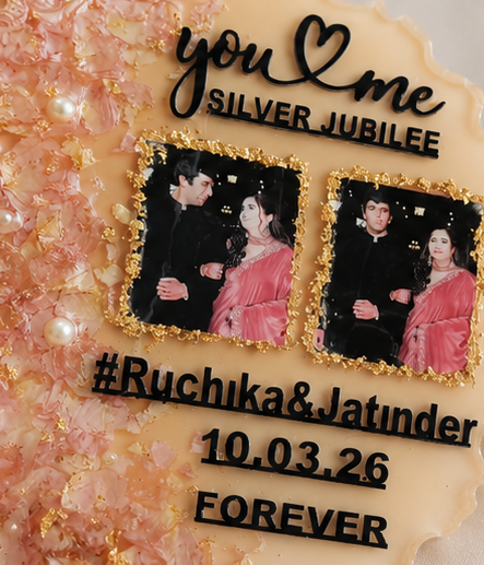 25th Anniversary Floral Resin Photo Plaque – Personalized Silver Jubilee Gift
