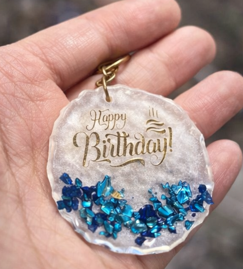 Handmade Resin Birthday Keychain | Personalized Gift Keyring for Birthday, Anniversary & Special Occasions