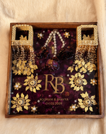 Load image into Gallery viewer, Luxury Personalized Resin Wedding Tray | Customized Couple Keepsake Tray with Floral Gold Decor